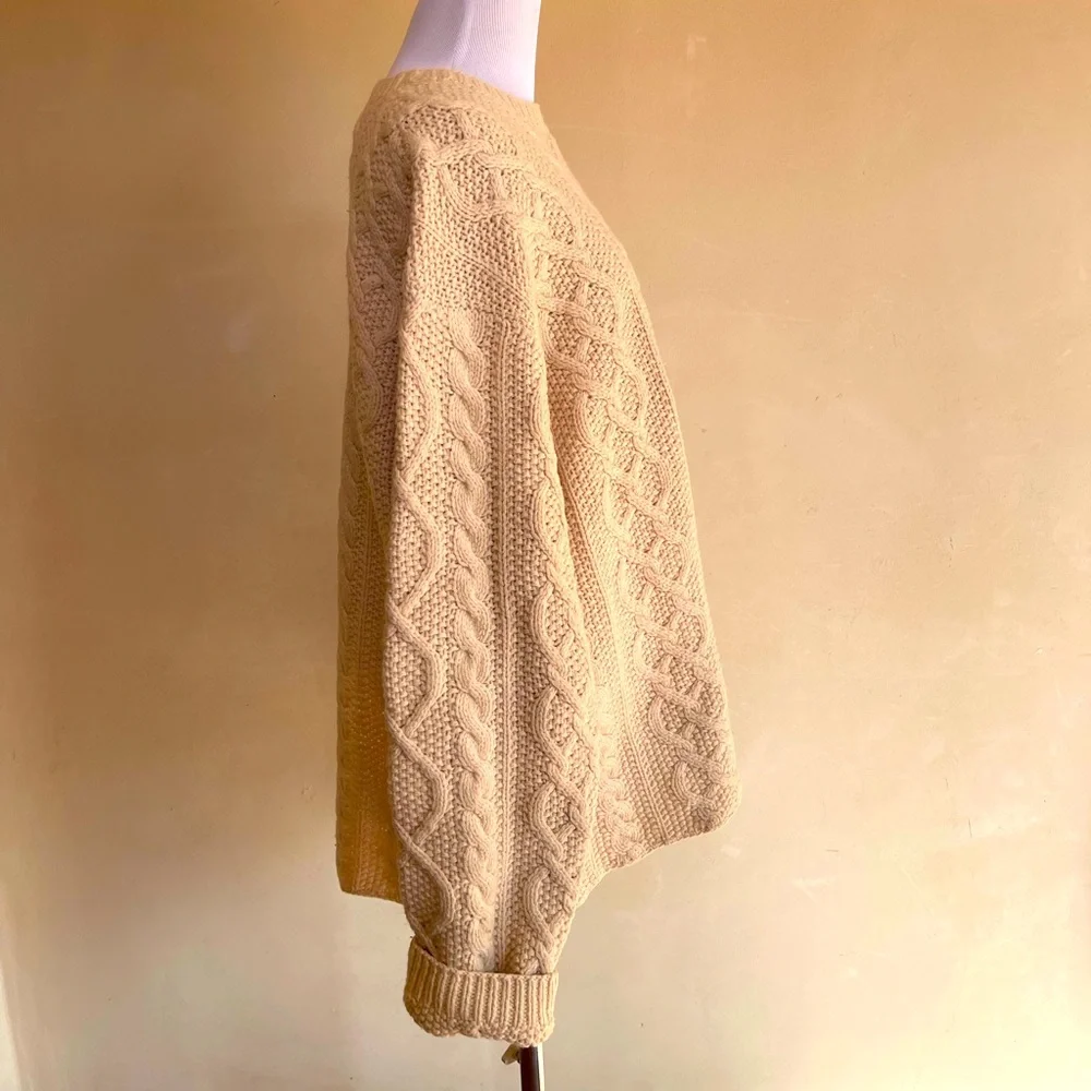 J.CREW Handknit Soft Heavy Preppy 100% Lambs Wool Cable Knit Sweater Men’s Sz XL - Picture 7 of 10